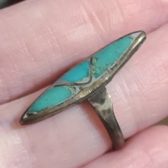 OLD zuni navajo turquoise sterling ring 1920's ? Native American NA sz 5 3/4 - Picture 10 of 10